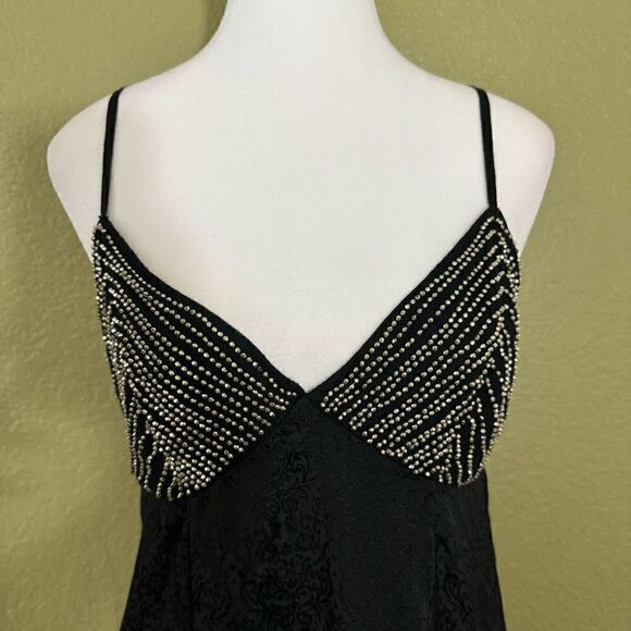 Intimately Free People Women's S Shooting Star Slip Dress Black Beaded Mini - Picture 2 of 7